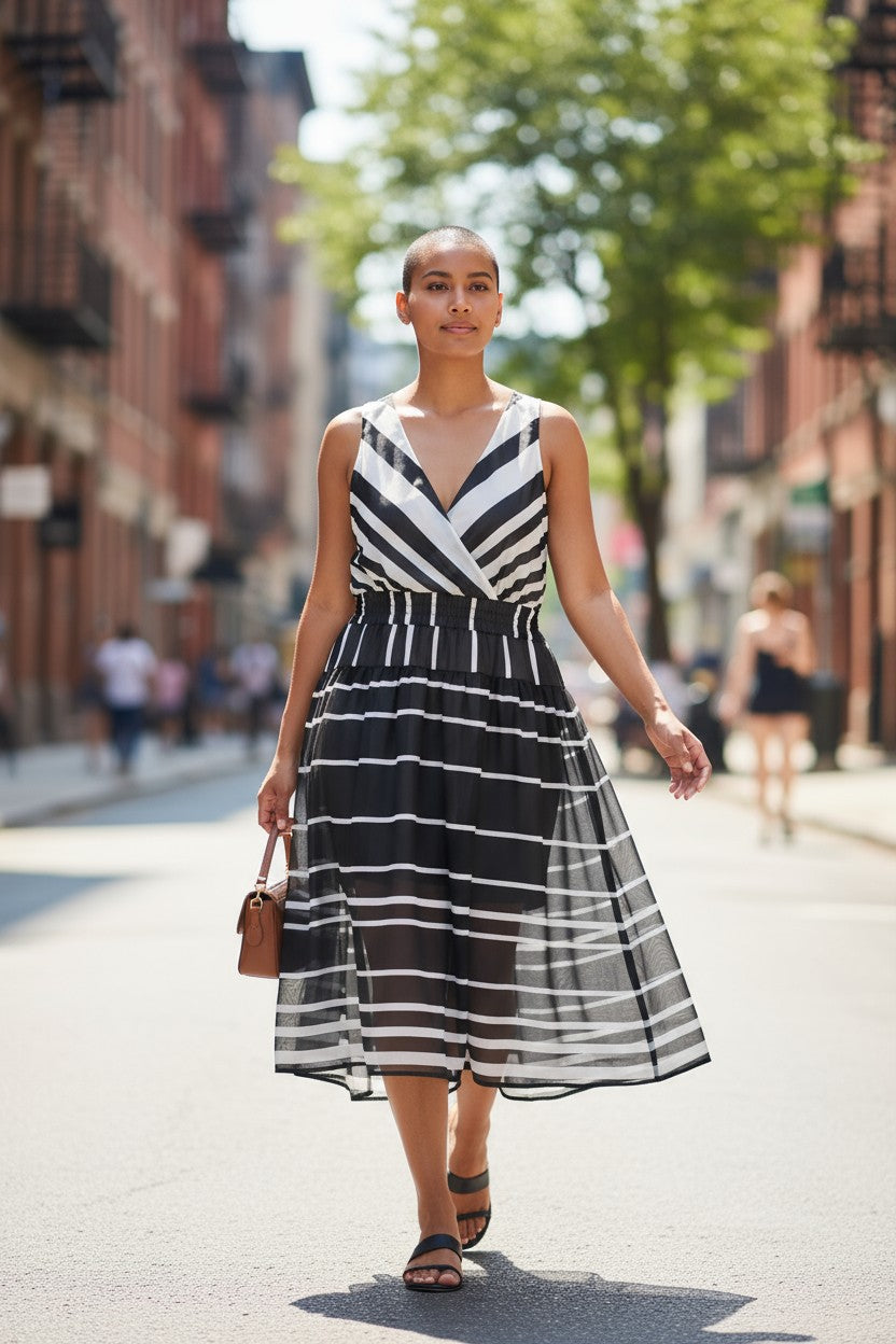 Women Black & White Dress